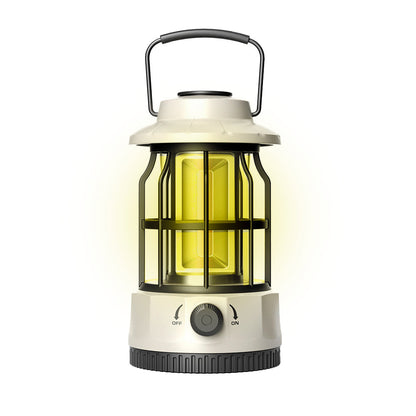 Retro Tent Camping Lantern Rechargeable Night Lamp Camping Light Beige