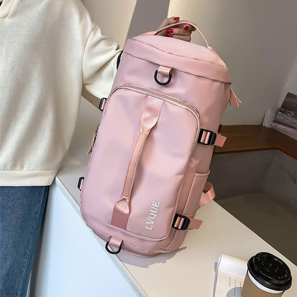 Large Capacity Travel Duffle Bag Sport Gym Backpack -Pink