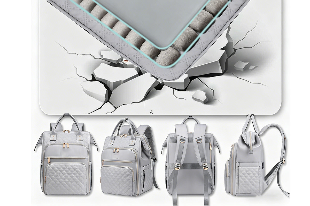 2-in-1 Laptop Lunch Backpack - Grey