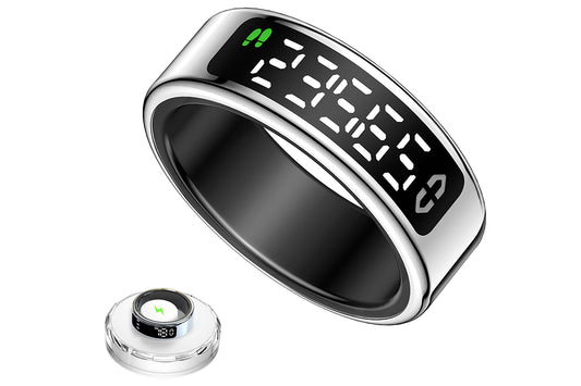 Smart Ring Health Tracker Waterproof Fitness Rings for Heart Rate Sleep-Silver