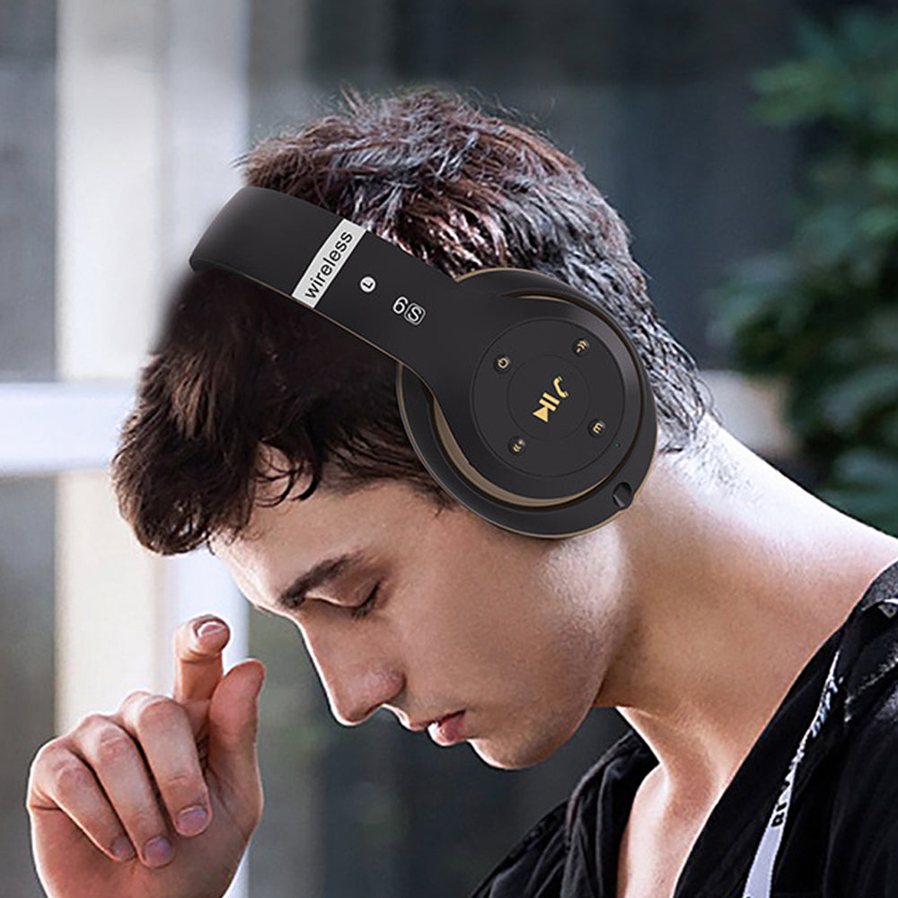 Wireless Bluetooth Headphones Foldable Over Ear Stereo Headsets with Built-in Mic Black