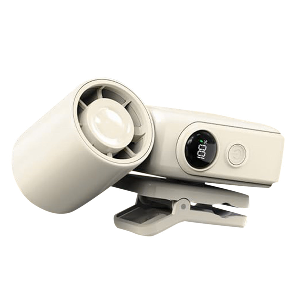 Clip On Handheld Turbo Fan with LED Display 4 Speeds and 180 Degree Tilt - White