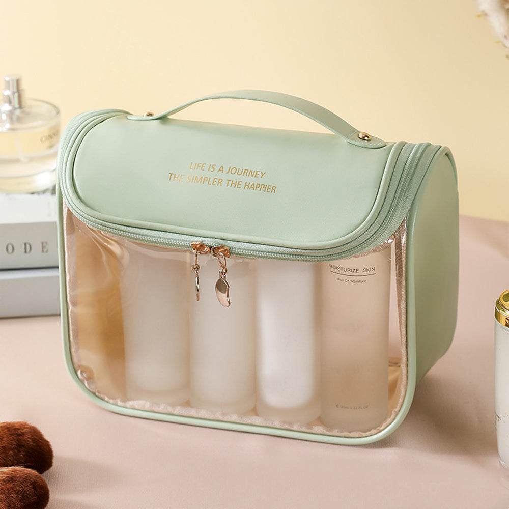 Clear Makeup Bag with Hanging Hook Toiletry Bag Traveling Accessories Organizer Green