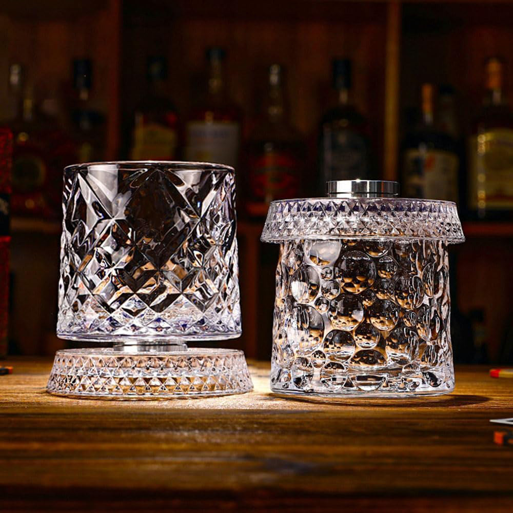 270ml Rotating Whiskey Glass Transparent Glass- Bubble Style