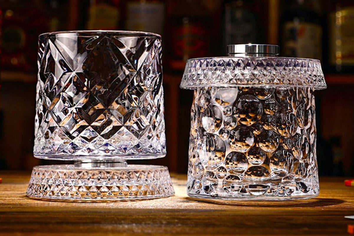270ML Rotating Transparent Whiskey Glass - Bubble Style