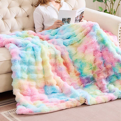Bubble Tie Dye Throw Blanket Soft Cozy Microfiber Lightweight Warm for Couch-Mixed