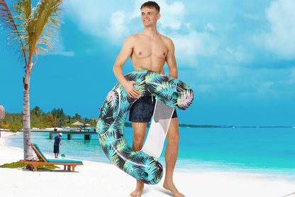 Inflatable Pool Float Chair Thickened Inflatable Pool Floating Bed Pool Hammock for Adults Swimming Pool Toys-Style3: Dark-colored leaf lounge chair