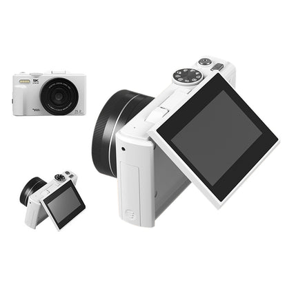 5K Digital Camera with 180-degree Flip Screen Autofoucs Vlogging Camera for YouTube -White