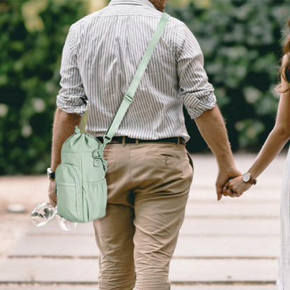 Multi-pocket Water Bottle Sleeve with Adjustable Strap Insulated Bottle Carrier Sling Bag for Walking Hiking Green