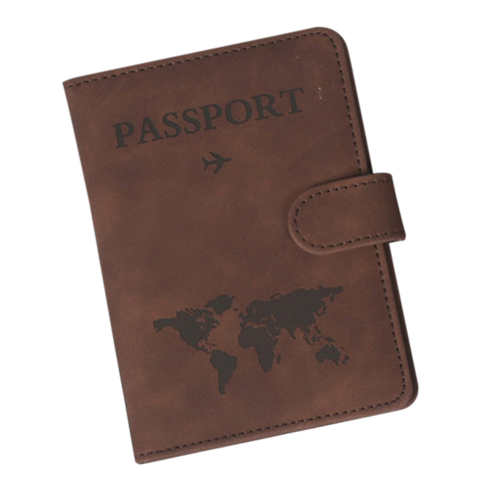 Passport Holder RFID Blocking Leather Cover Wallet With Magnetic Closure For Travel Essentials-Coffee