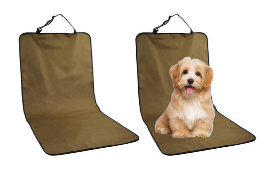 2Pcs Nonslip Waterproof Durable Car Universal Fit Interior Backseat Dog Seat Covers-Brown