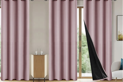 2 Pieces 100 Percent Blackout Curtain Panel - Pink