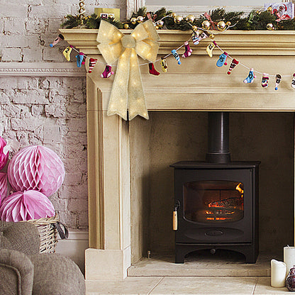 Christmas Bows Light Up Large Double Layer Ribbon Bow Xmas Door Decoration Home Decor-Gold