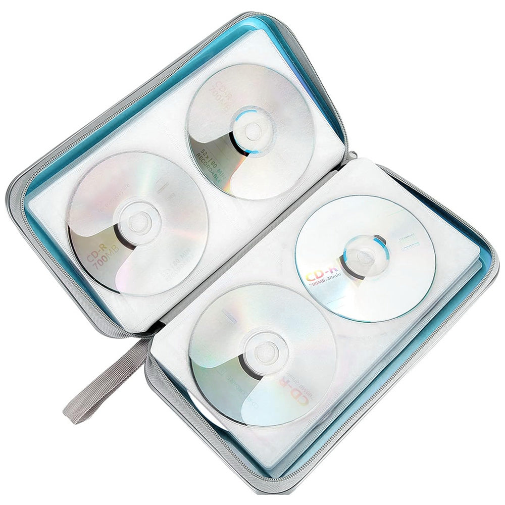 80 Capacity CD Case Holder DVD Disc Storage Binder Wallet for Car Home Office Blue