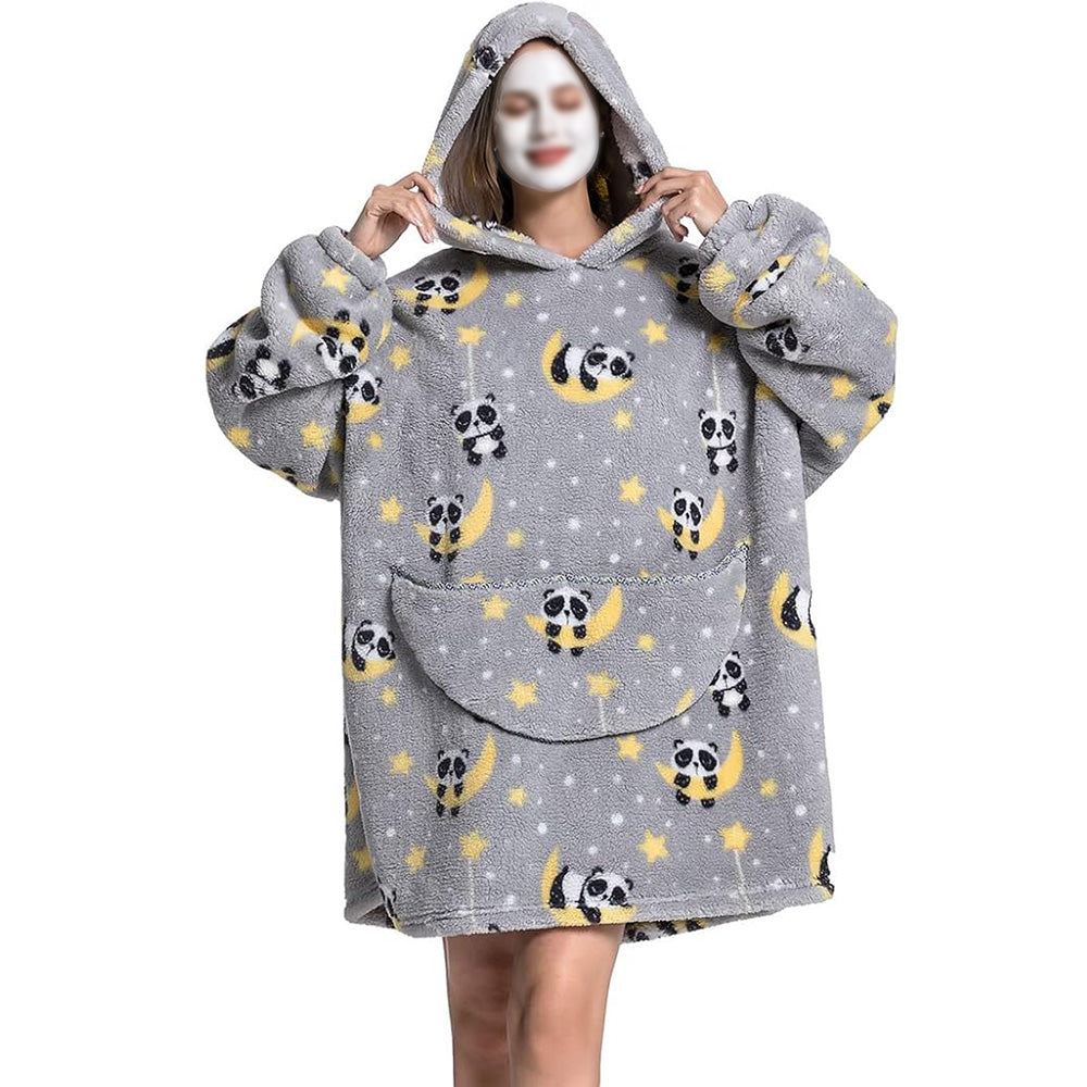 Hooded Blanket Hoodie Ultra Plush Comfy Sweatshirt Fleece-Panda