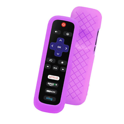 2 Pack Glow in The Dark Silicone Case Cover for Roku TV Remote -Purple