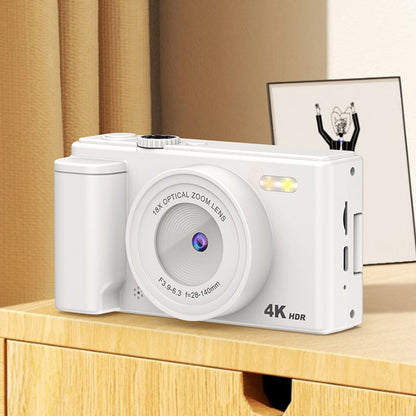 4K Digital Camera with Flip Screen and Autofocus for Vlogging and Photography Beginners White