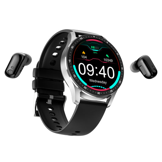 Smart Watch with Earbuds X7 Smart Watch Touch Screen Sports Fitness Tracker Heart Rate Monitor with TWS Bluetooth Earphones -Silver