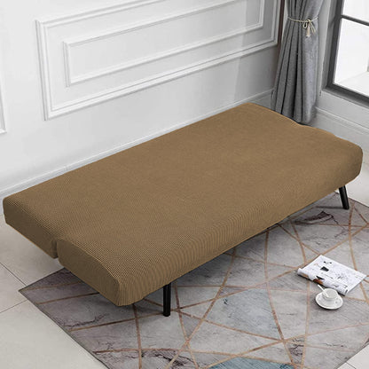 Stretch Armless Cover Sofa Bed Slipcover Protector Elastic Futon Protector Camel