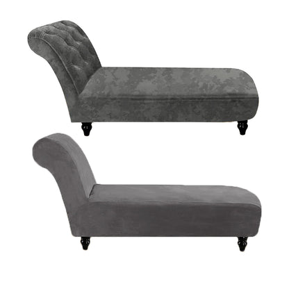 Velvet Armless Lounge Chaise Slipcover Stretch Chaise Couch Cover -Grey