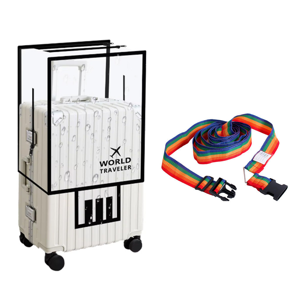 Transparent Waterproof PVC Luggage Cover with Colorful Strap Suitcase Travel Protector