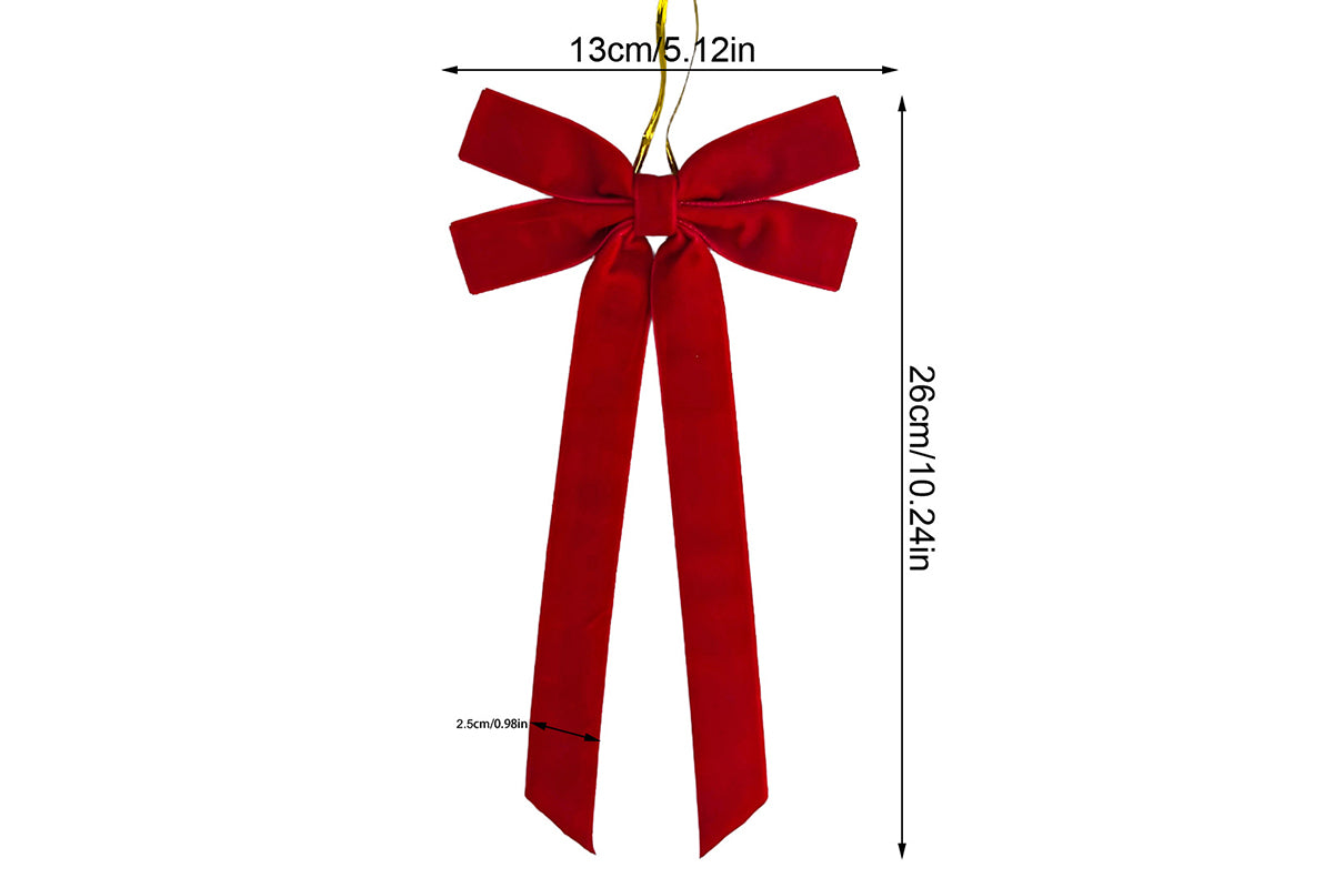 12Pcs Velvet Ribbon Bows for Christmas Tree Vintage Rustic Craft Bows-Red