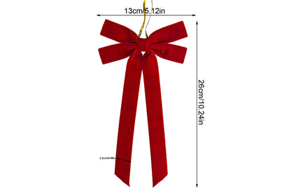 12Pcs Velvet Ribbon Bows for Christmas Tree Vintage Rustic Craft Bows-Red