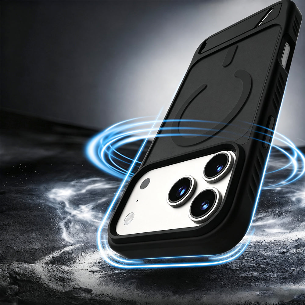 Shockproof Foldable Stand Case for iPhone 18 Series - Black