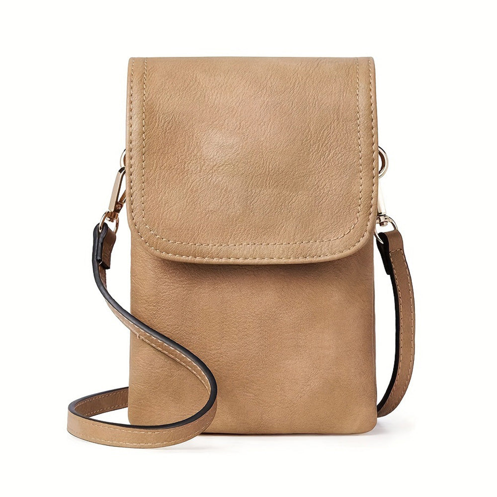 PU Leather Women¡¯s Crossbody Bag with Adjustable Strap Small Cell Phone Purse Khaki