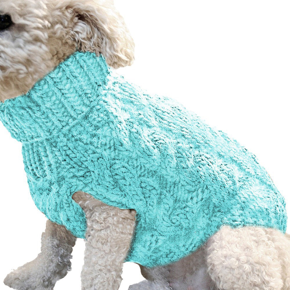 Puppy Dog Jumper Winter Warm Knitted Sweater Pet Clothes for Small Dogs Coat -Blue