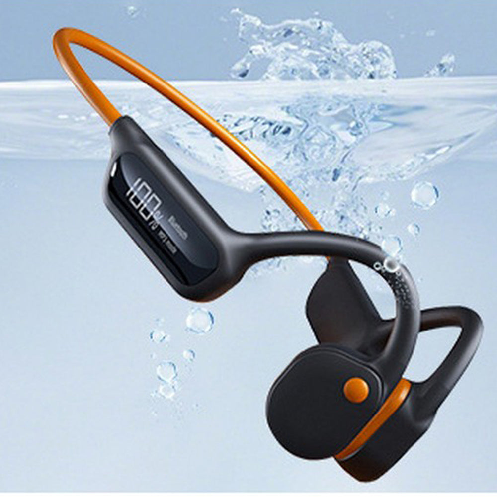 Wireless Bone Conduction Headphones Swimming Sports Bluetooth Headset-Orange