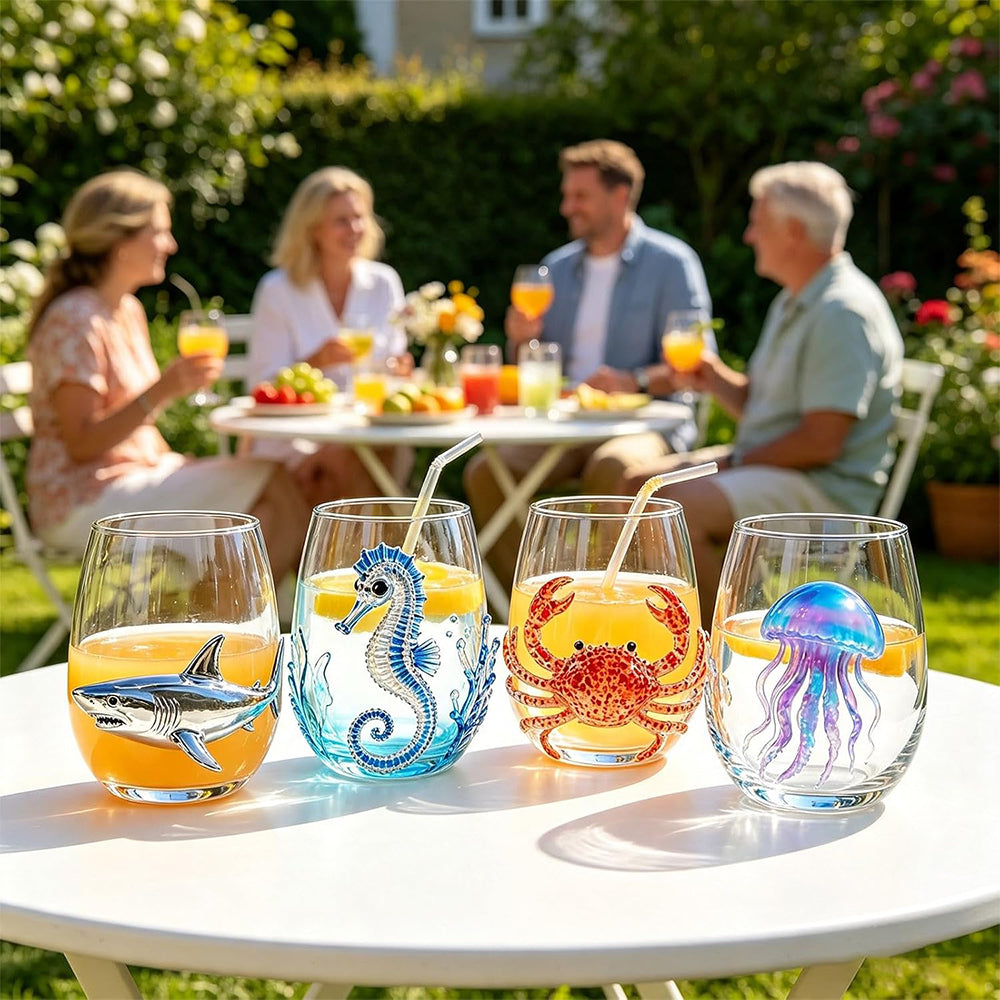 5 Piece 3D Ocean Animal Glass 350ml Borosilicate Wine Glass