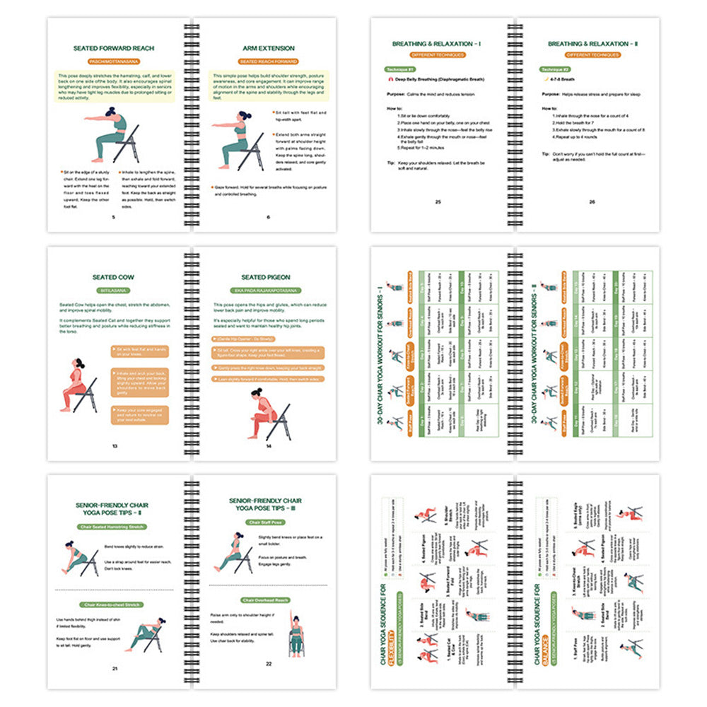 Chair Yoga Book for Seniors: Strength Balance & Wellness Exercises -Orange
