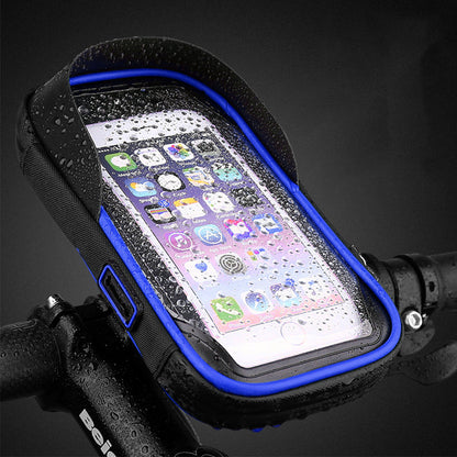 Waterproof Bike Phone Holder Fully Enclosed Touch Sensitive Bike Handlebar Phone Mount-Blue