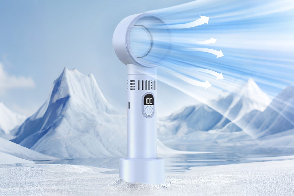 Bladeless 5 Speeds Rechargeable Mini Fan - Blue