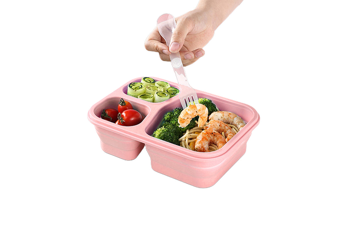 Silica Gel Outdoor Lunch Box Leakproof Folding Food Storage Food Preparation Container That Can Be Separated -Style3