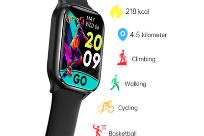 Smart Watch 1.85-Inch Fitness Watch with Heart Rate Sleep Monitor Blood Oxygen 100 Sports Modes Activity Tracker -Black