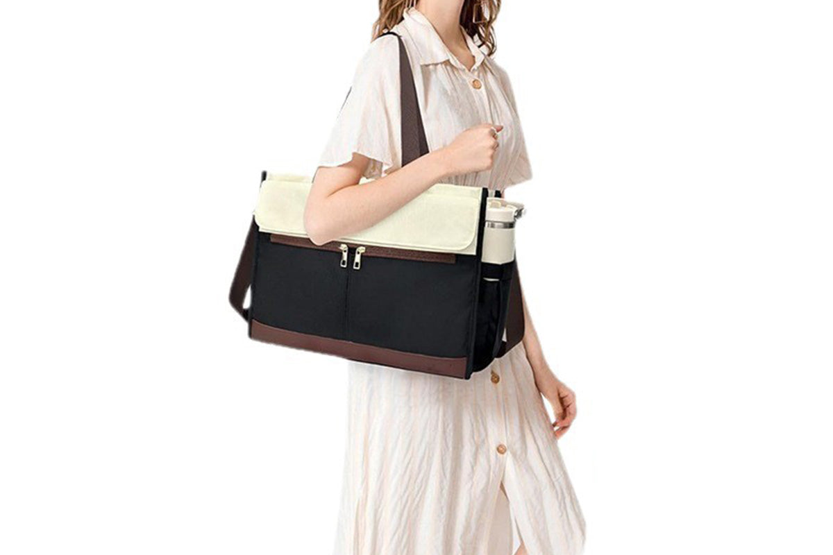 Lunch Tote Bag With Insulated Lunch Box Compartment For Travel And Leisure-Beige