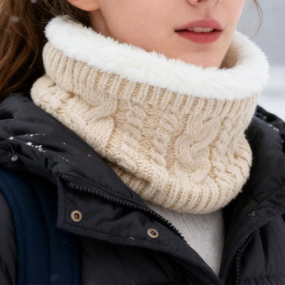 Winter Neck Gaiter Fleece Thick Neck Warmer Cover Ski Gaiters for Men Women-Beige