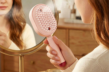 Mist Spray Cushion Comb Electric Steam Hair Brush - Pink