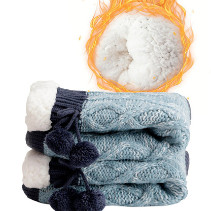 Womens Slipper Fuzzy Grip Socks Fluffy Winter Warm Thermal Grip Socks-Blue