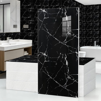 10Pcs Self Adhesive PVC Wall Tiles- Black