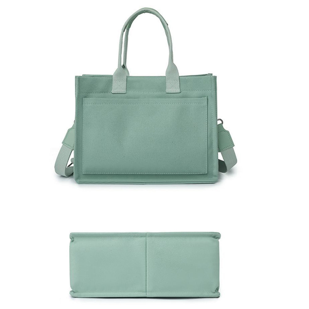 Canvas Tote Bag with Laptop Compartment Multi-Pocket Crossbody for Women Green