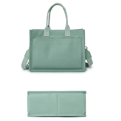 Canvas Tote Bag with Laptop Compartment Multi-Pocket Crossbody for Women Green
