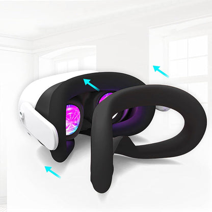 7-Piece Silicone Protective Case Set for Meta Quest 3S VR Headset Accessories Black