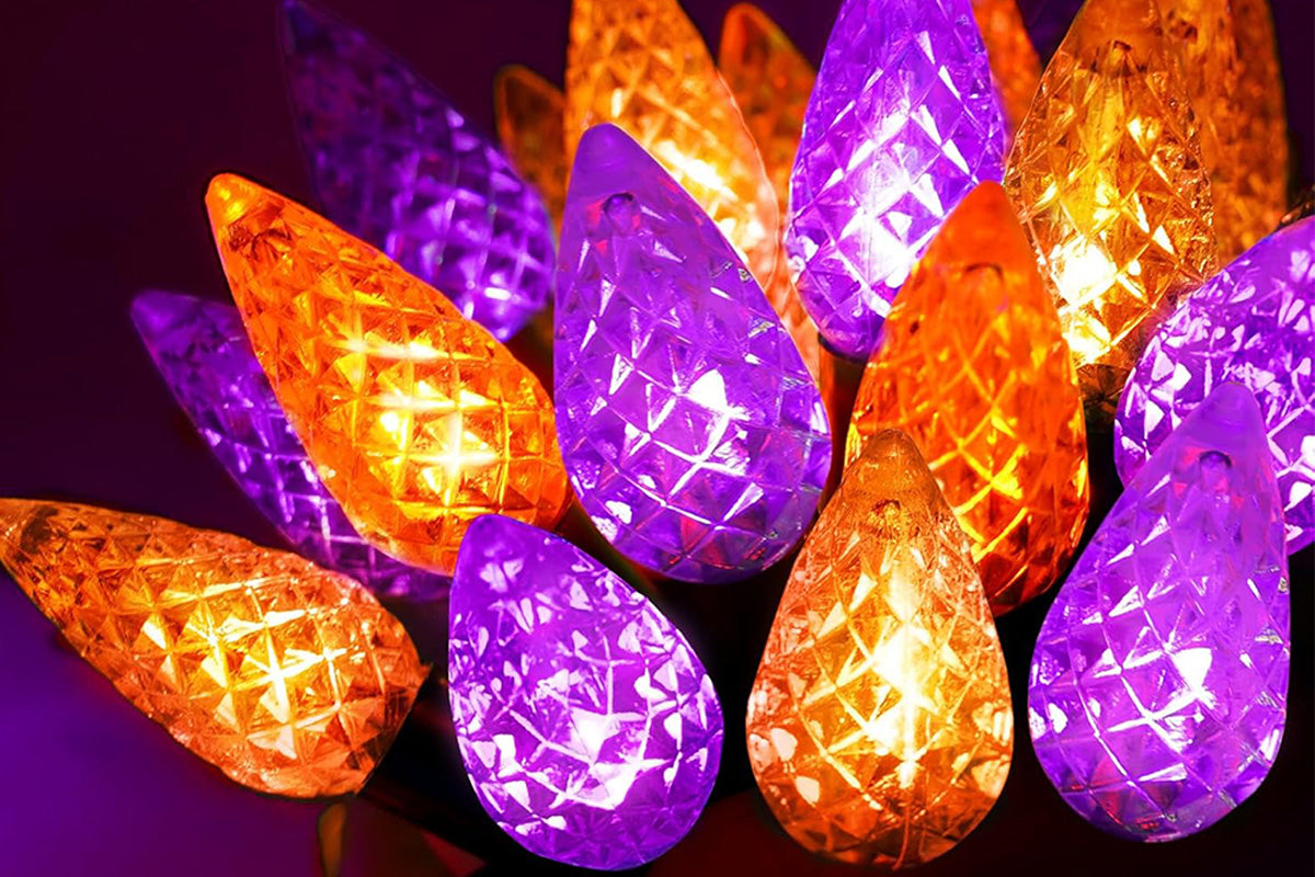 7M Solar Strawberry String Lights Waterproof Christmas Decor-Purple and Orange