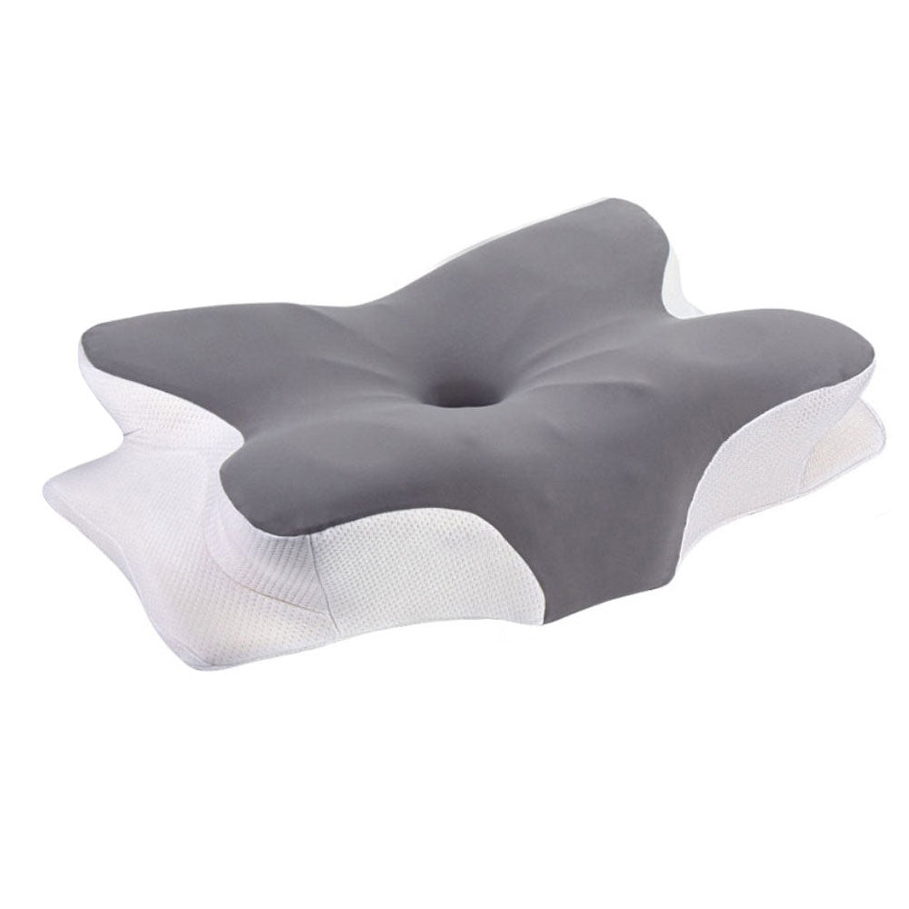Adjustable Cervical Neck Pillow Ergonomic Memory Foam Pillow for Side Back Stomach Sleeper Gray and White