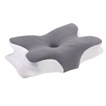 Adjustable Cervical Neck Pillow Ergonomic Memory Foam Pillow for Side Back Stomach Sleeper Gray and White