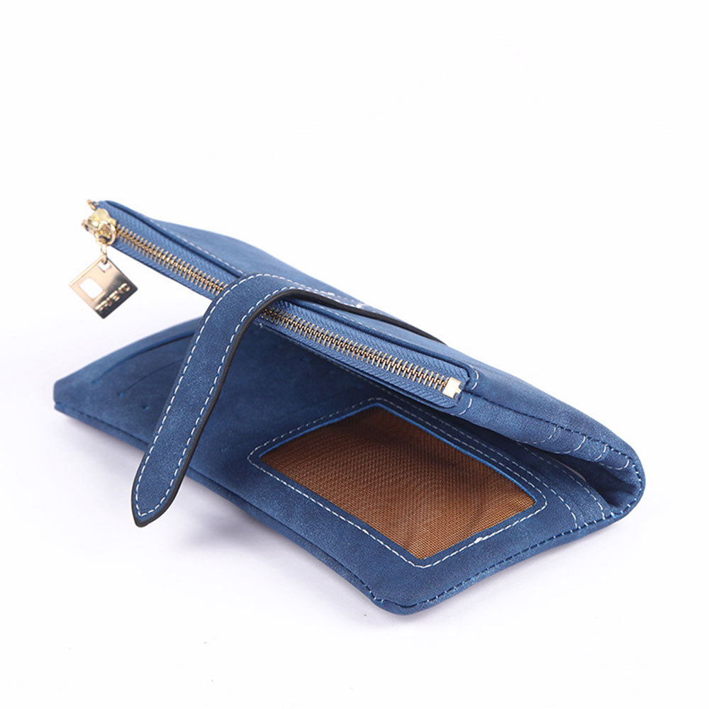 Women Wallet Multi Card Position Clutch Female Multi-Function Coin Purse-Acid Blue
