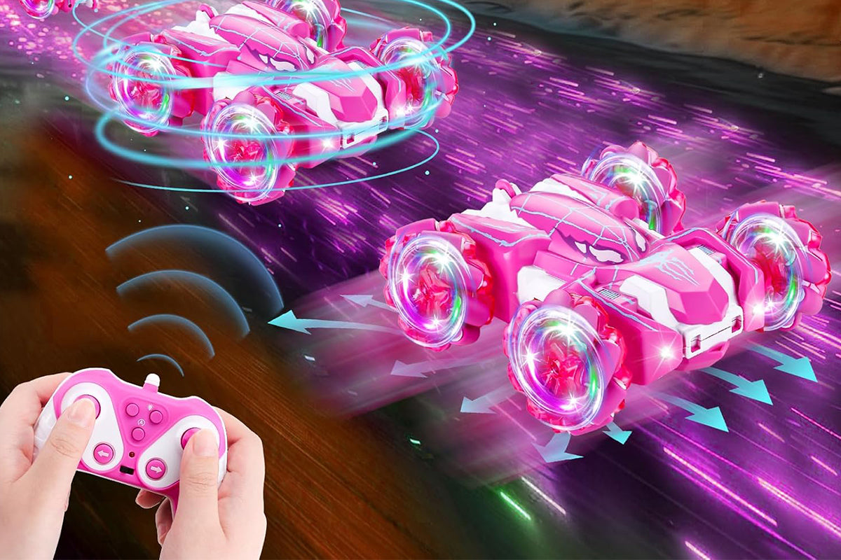 Spider Remote Control Car with Cool Lights 360?? Rotating 4WD Off-Road Race Car -Pink